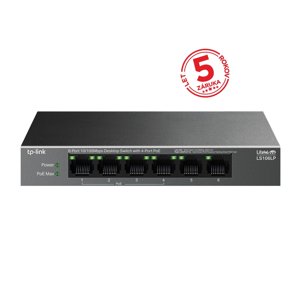 tl-ls106lp_1 TP-Link TL-LS106LP 6portový PoE switch – Obrázok 1